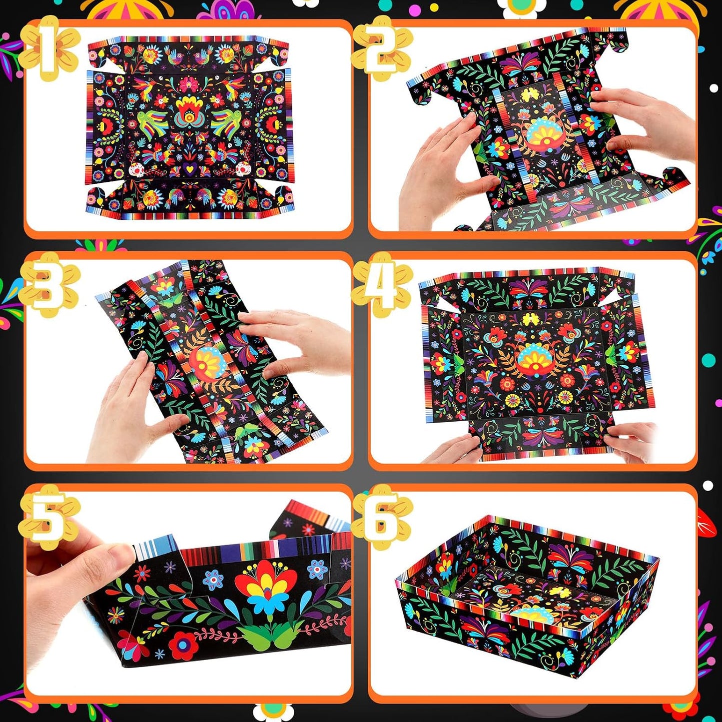 Harloon 36 Pack Mexican Nacho Trays 5 lb Extra Large Mexican Paper Food Trays Fiesta Disposable Cardboard Serving Boats for Cinco De Mayo Taco Fries Snacks Birthday Party Supplies(Floral)