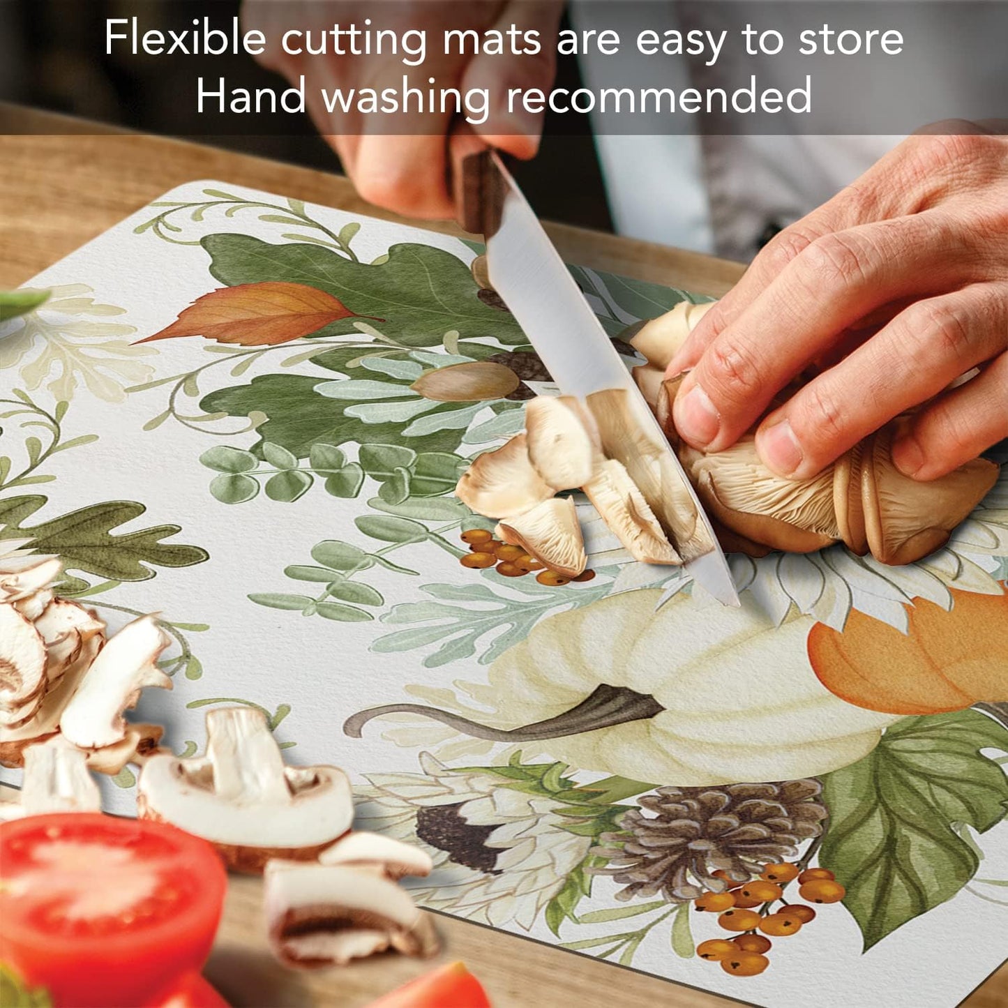 Cut N' Funnel Eat Fresh Designer Flexible Cutting Board Mat 15" x 11.5" Made in the USA Decorative Flexible Easy to Clean