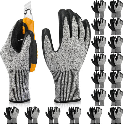 Copkim 18 Pairs Level 5 Cut Resistant Gloves Lightweight Protective Gloves with PU Coated Working accessories for Women Men