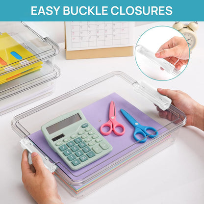 Vtopmart 8 Pack Clear Pencil Box with Removable Divider, BPA-Free Plastic Storage Containers for Pens, Pencils, Crayons, Markers, Craft Supplies and Small Items