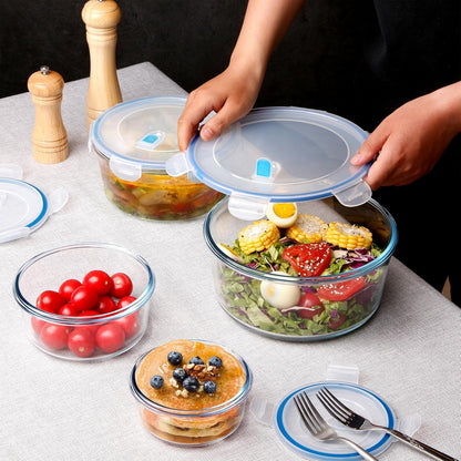 NUTRIUPS 34oz Glass Food Storage Containers with Lids, 1.0L Rectangle Meal Prep Containers, Airtight Reusable Lunch Container Set of 2