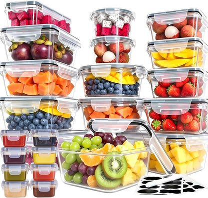 48Pcs Food Storage Container Set kitchen organizers Meal Prep Containers Lock Lids Reusable Plastic Lunch Box Snack Salad Containers 24 Boxes and 24 Lids Pantry and Kitchen Organization