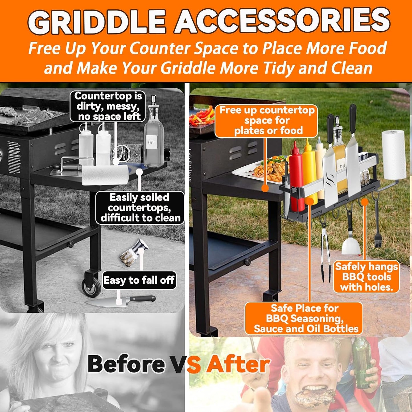 Blackstone Griddle Caddy with Magnetic Tool Holder & Paper Towel Holder, Foldable Blackstone 28/36 Inch Griddle Accessories, Portable Space Saving Grill Caddy BBQ Accessories