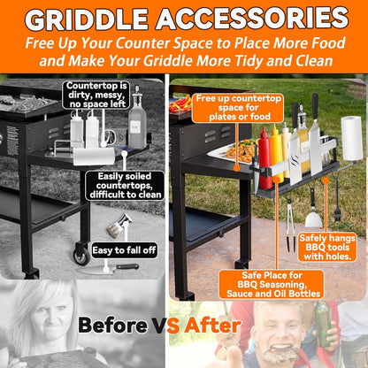 Blackstone Griddle Caddy with Magnetic Tool Holder & Paper Towel Holder, Foldable Blackstone 28/36 Inch Griddle Accessories, Portable Space Saving Grill Caddy BBQ Accessories