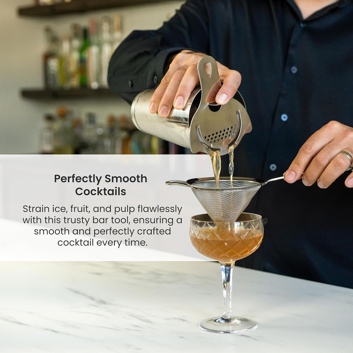 A Bar Above Fine Mesh Cocktail Strainer, 304 Conical Sieve, Silver Finish