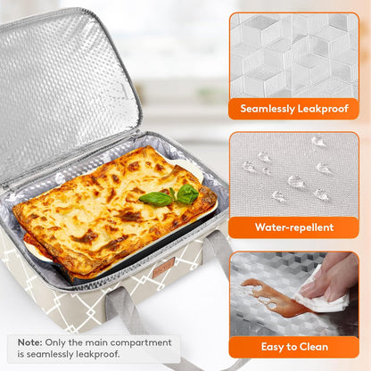 Lifewit Insulated Single Decker Casserole Carrier, Lasagna Lugger Holder for Hot or Cold Food, Fits 9" x 13" Baking Dish, Thermal Lunch Tote Bag for Potluck Parties, Picnic and Cookouts, Grey