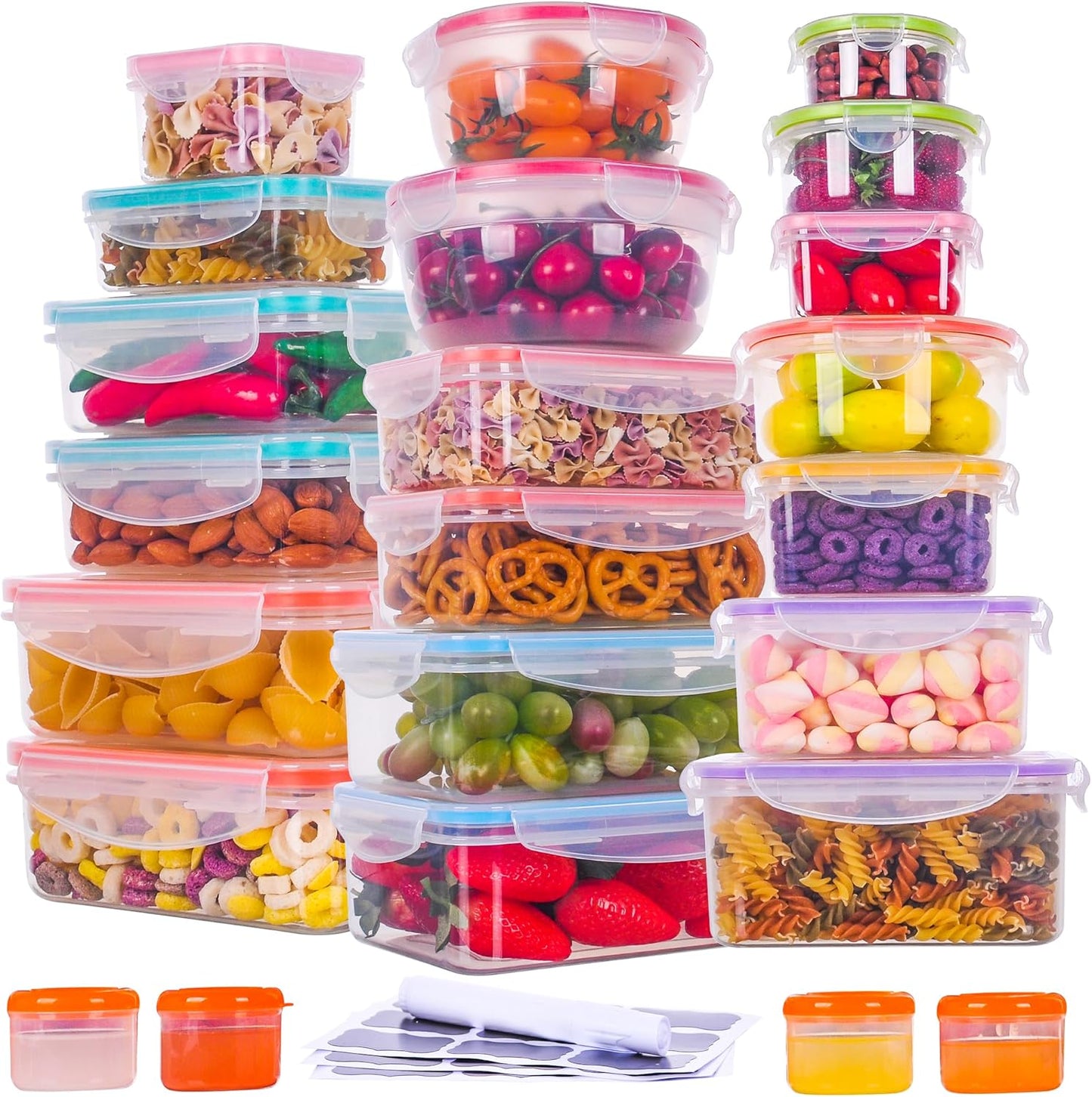 70 Pcs Large Food Storage Containers with Lids Airtight-2500ML to Small Box,Total 22812 ML Stackable Kitchen Bowls Set(35 Containers,35 Lids)-BPA Free Leak proof Plastic Boxes-Microwave safe