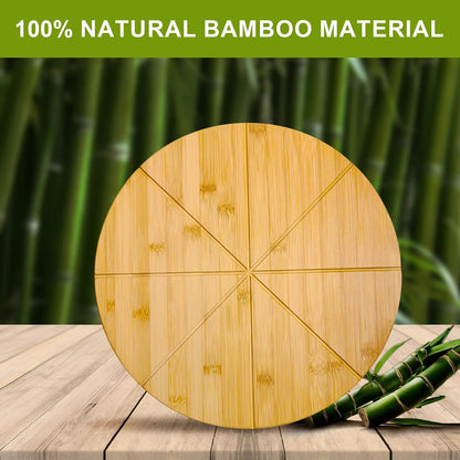 16inch Pizza Cutting Board Round Large Bamboo Wooden Prep Platter Tray