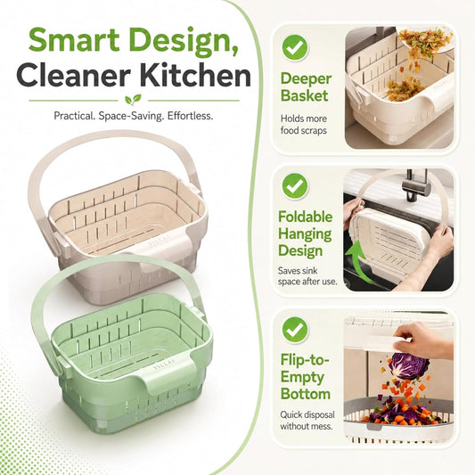 Sink Strainer Basket, 2026 Upgrade Foldable Hanging Sink Drain Basket