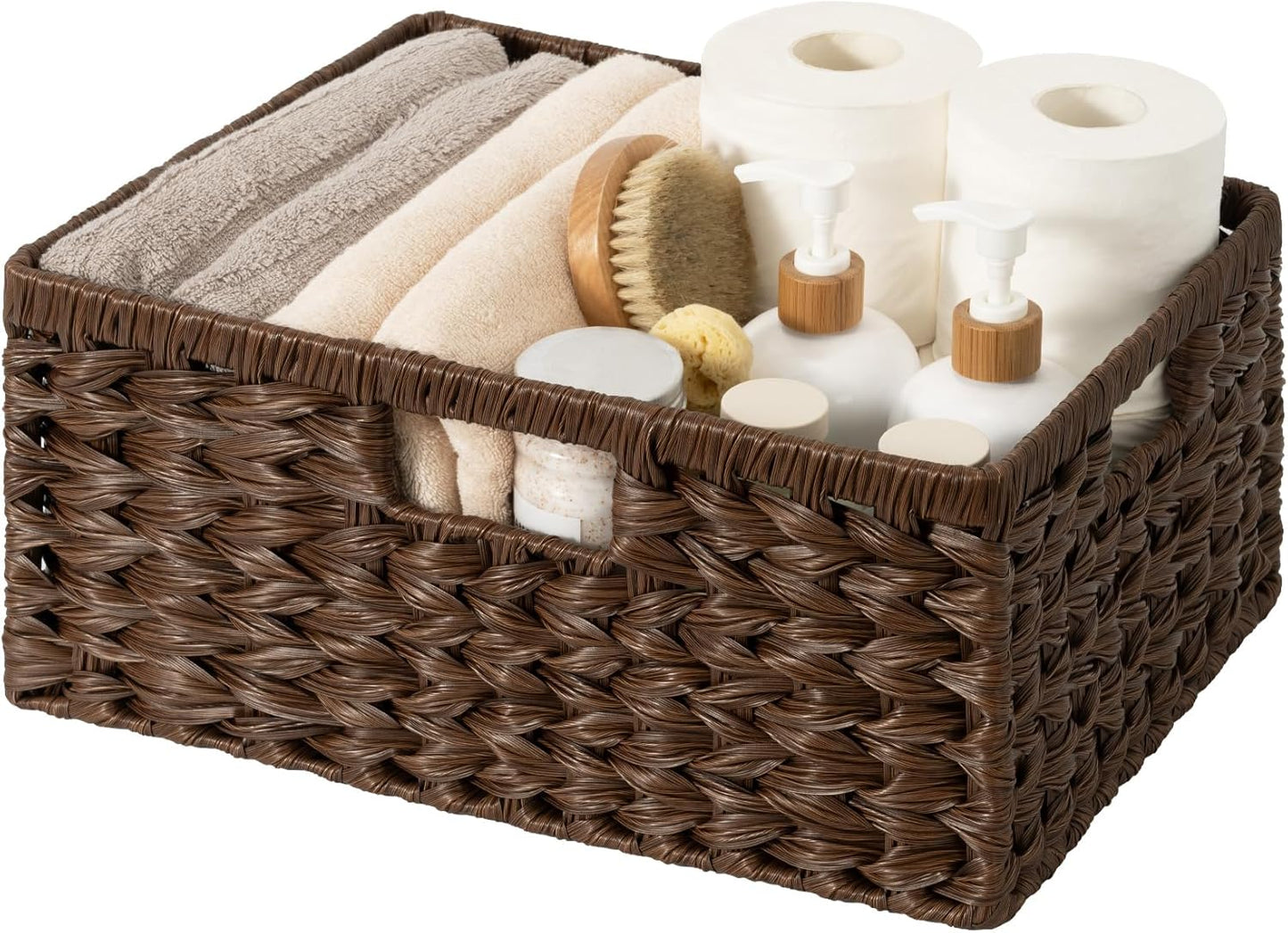 GRANNY SAYS Wicker Storage Baskets for Shelves, Water Hyacinth Basket with Scalloped Edge, Storage Wicker Baskets for Pantry, Large, 2-Pack