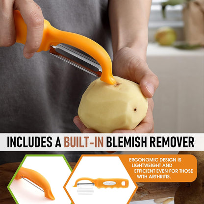 Spring Chef Premium Swivel Vegetable Peeler, Soft Grip Handle and Ultra Sharp Stainless Steel Blades - Perfect Kitchen Peeler For Veggie, Fruit, Potato, Carrot, Apple - Mango