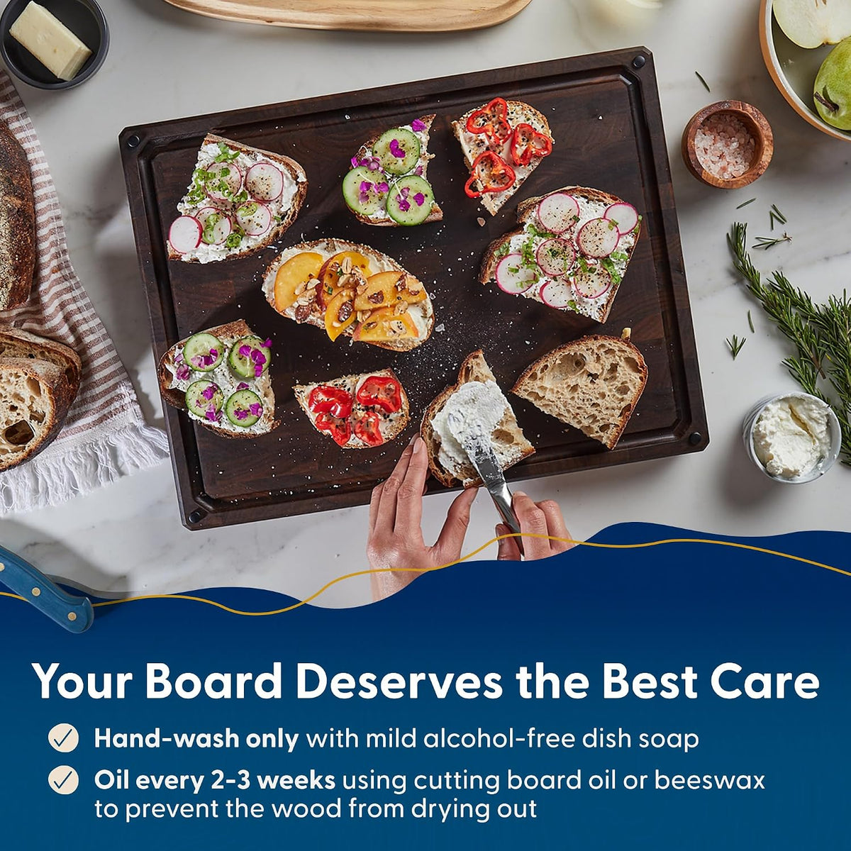 Sonder Los Angeles Doheny Wood Cutting Board Set | Acacia Edge Grain Cutting Board for Kitchen with Juice Groove | Perfect for Compact Daily Use | Gift Box Included | 14x10x1 in & 12x8x1 in