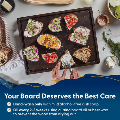 Sonder Los Angeles Doheny Wood Cutting Board Set | Acacia Edge Grain Cutting Board for Kitchen with Juice Groove | Perfect for Compact Daily Use | Gift Box Included | 14x10x1 in & 12x8x1 in