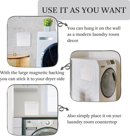 MONJITA Lint Bin for Laundry Room, Magnetic Lint Trash Can for Dryer, Modern Lint Holder, Lint Box for Laundry Room Organization, Wall Mounted Trash Can for Laundry Decor (Black)