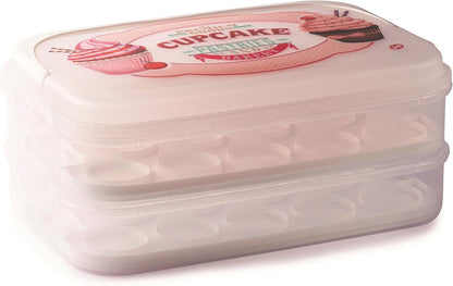 Snips Cupcake Holder 14 Litres White | Double Decorated Container with Double Tray | Made in Italy | BPA-Free
