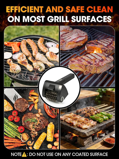 Electric Grill Brush, Cordless Rechargeable BBQ Cleaner, 2-Speed Control, 304 Stainless Steel Removable Brush Head for BBQ Grates & Outdoor Grills