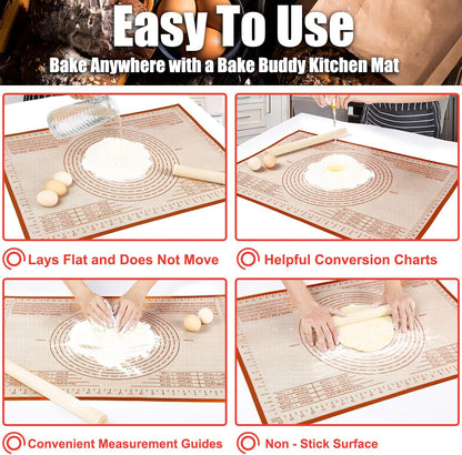Non-slip Silicone Pastry Mat 36''By 24'' Nonstick Baking Mats Extra Large Counter Mat for Dough Rolling, Pastry, Pie Crust, Fondant, Cookies, Bread, Pasta, Pizza Mat