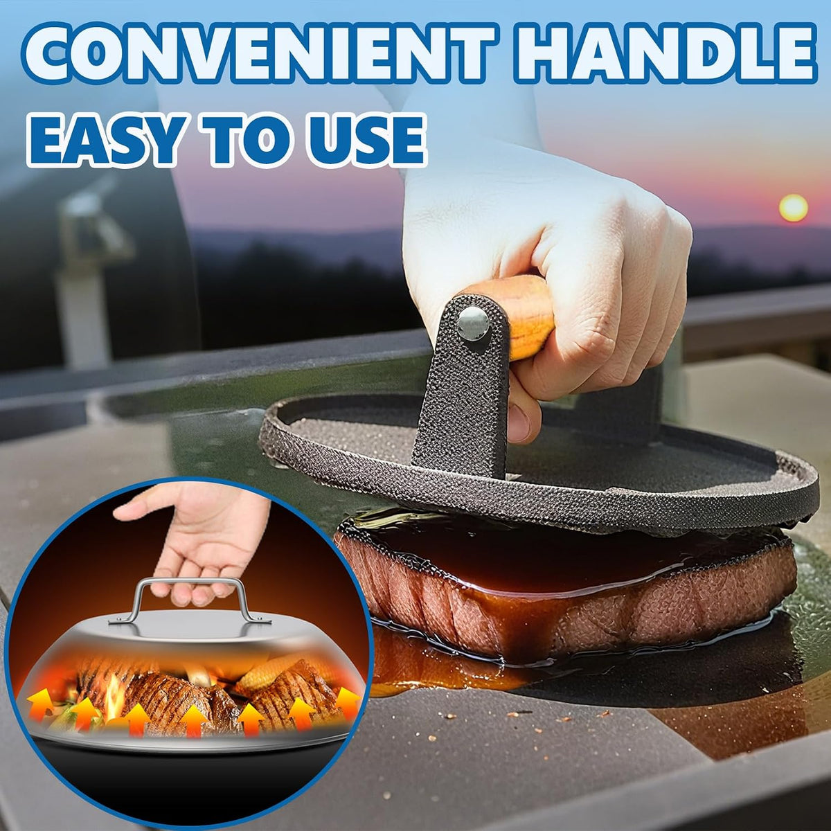 Square Cast Iron Burger Press Smash Griddle Cooking Weight for Blackstone