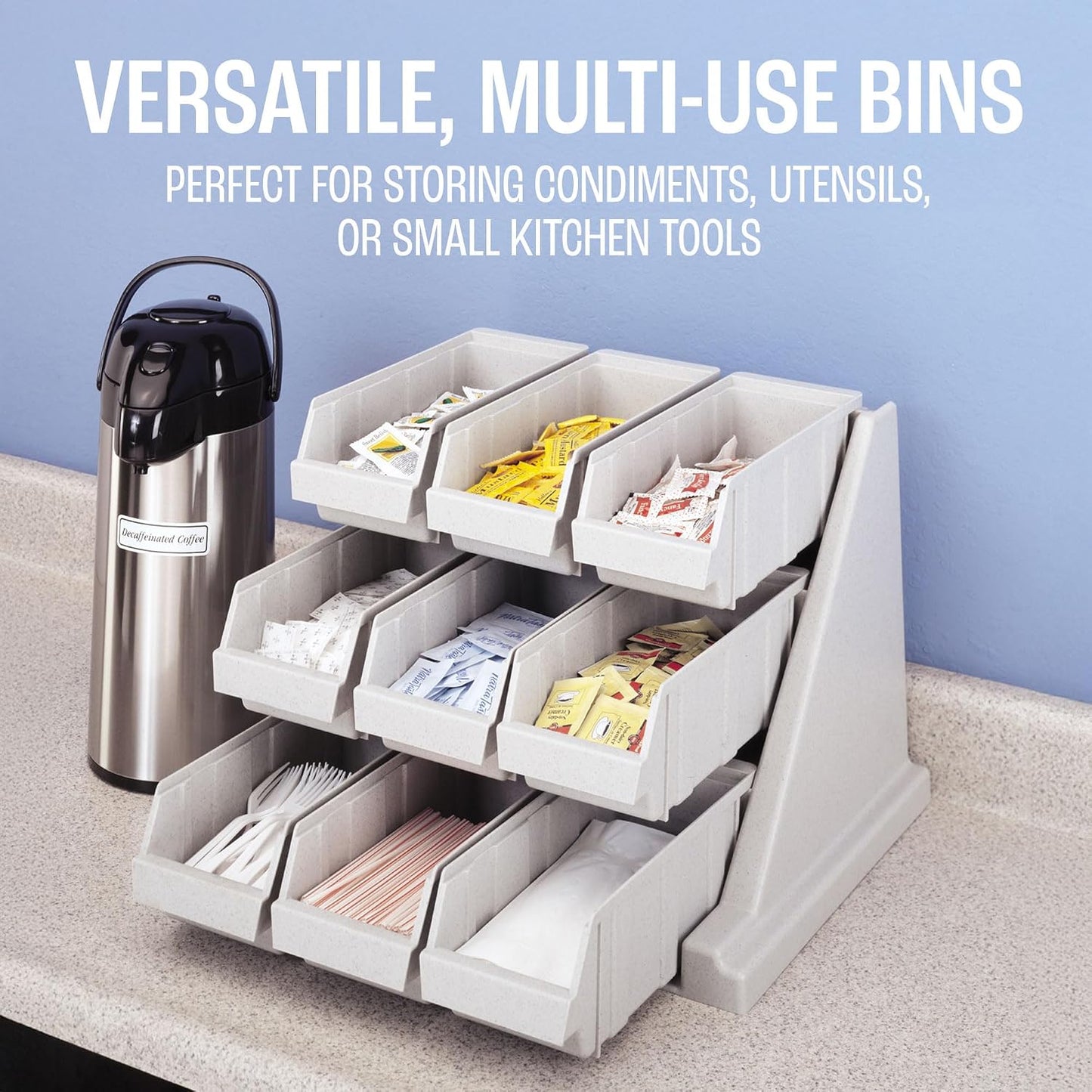 Cambro Versa - Self Serve Condiment and Utensil Bin - 12 Storage Bins - Ideal for food and coffee condiments (Black)