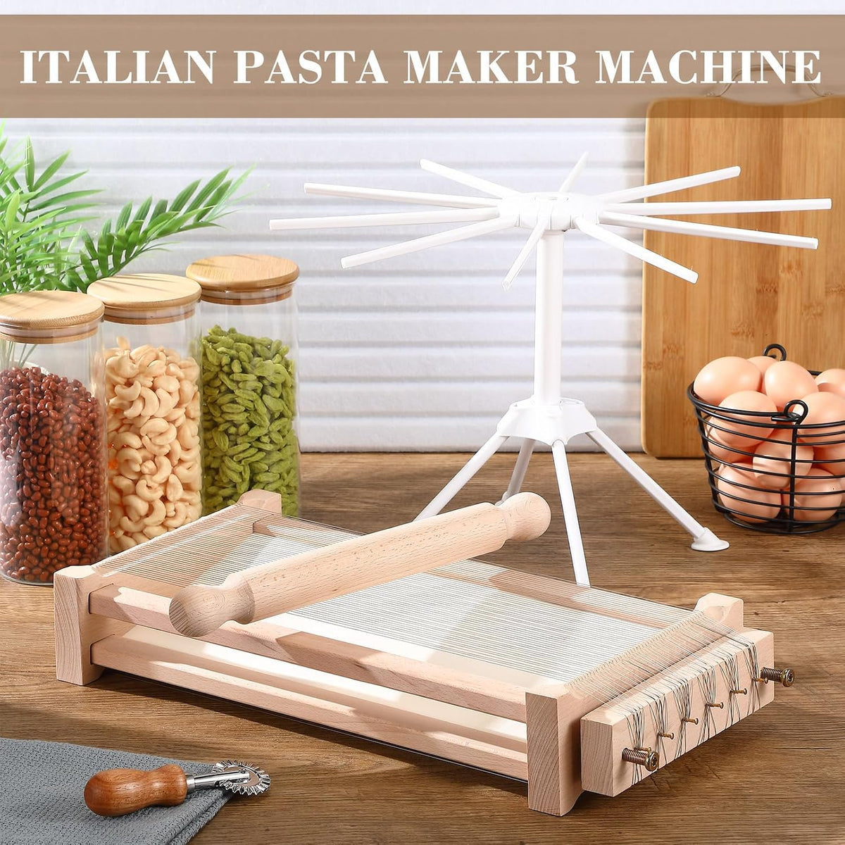 Silifine 4 Pcs Pasta Guitar Chitarra Cutter Pasta Maker Tool Set