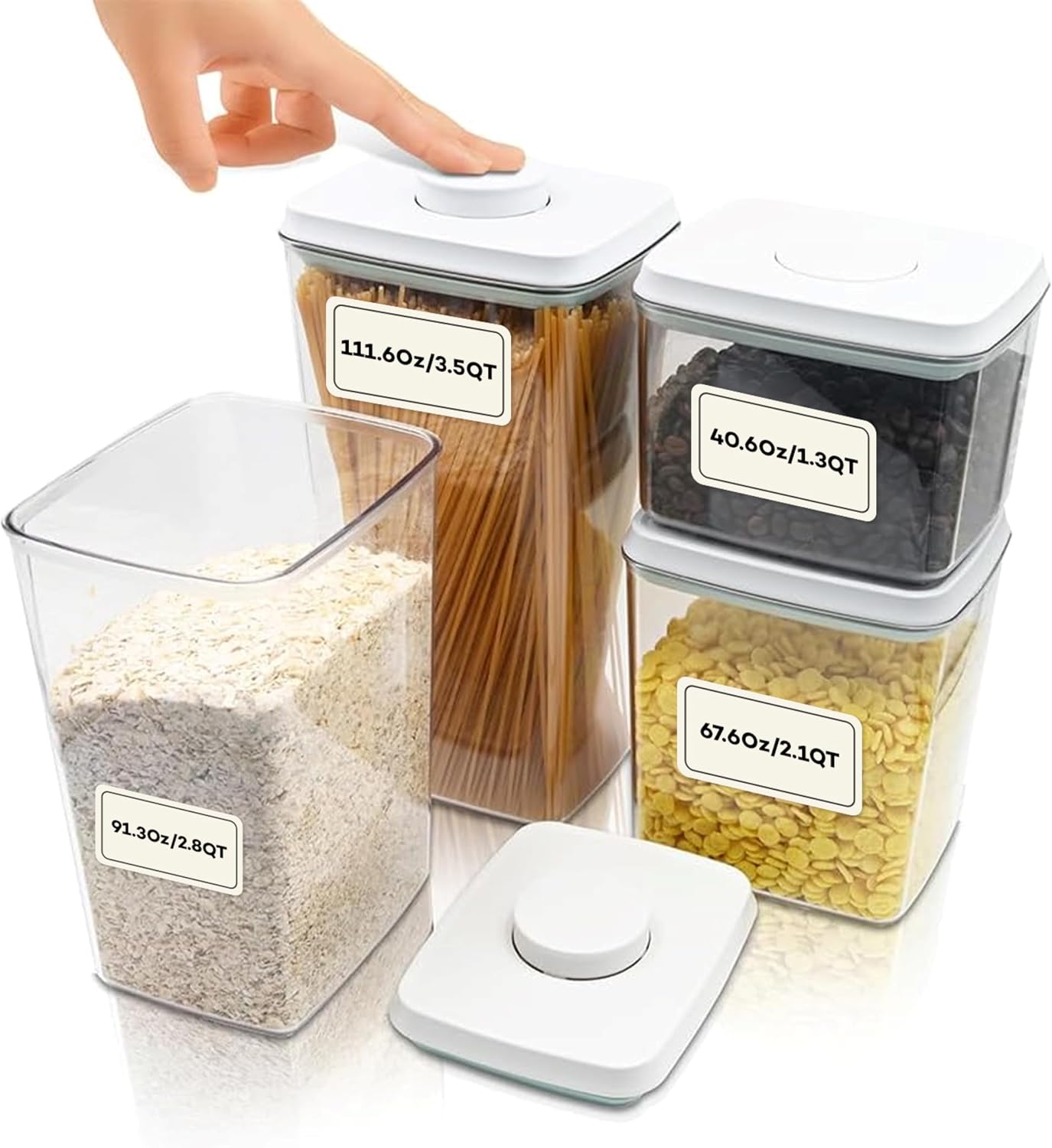 Bop Top Airtight Food Storage Containers with Lid 2 Cups / 16 oz | Kitchen Canister Sets | Air Tight Pantry Container | Pop Top Dry Food Storage Containers for Snacks, Sugar, Flour, Baking, Pasta
