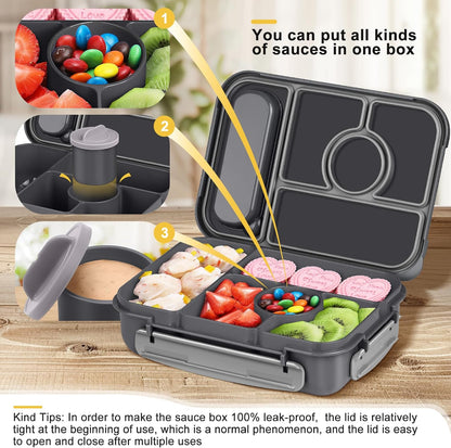Amathley Bento Box Adult Lunch Box Kids,Lunch Containers for Adults/Kids/Toddler,5 Compartments Bento Lunch Box with Sauce Vontainers,Microwave & Dishwasher & Freezer Safe,BPA-Free (Blue)