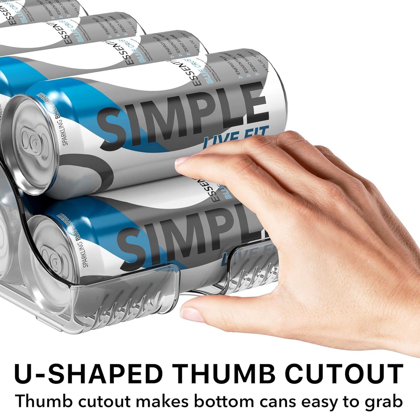 Simple Houseware Soda Can Organizer and Dispenser for Refrigerator / Pantry, Clear, Set of 2