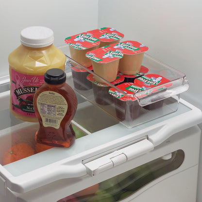 iDesign Fridge Storage Bin with Handle - Fridge Tray for Meats and Cheeses - Set of 2 - Clear