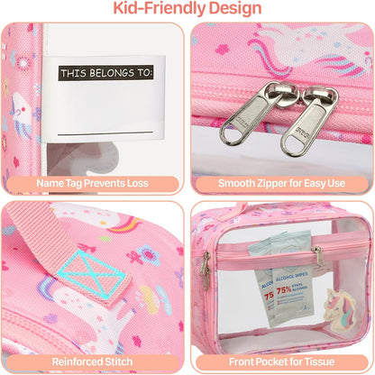 Kids Lunch Bag Boys - Insulated Kids Lunch Box Reusable Lunchbox with Water Bottle Holder Toddler Lunch Tote Bag for School Daycare, Black Dino Fossil
