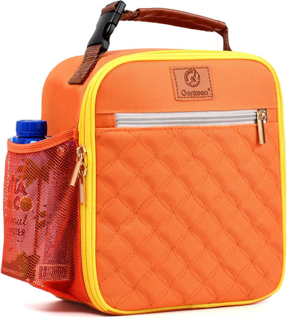 Genteen Kids Lunch Box, Lunch bag for Girls Teen,Insulated Soft Mini Cooler with Bottle Holder, Lightweight Reusable East-Clean LunchBox Back to School-Purple