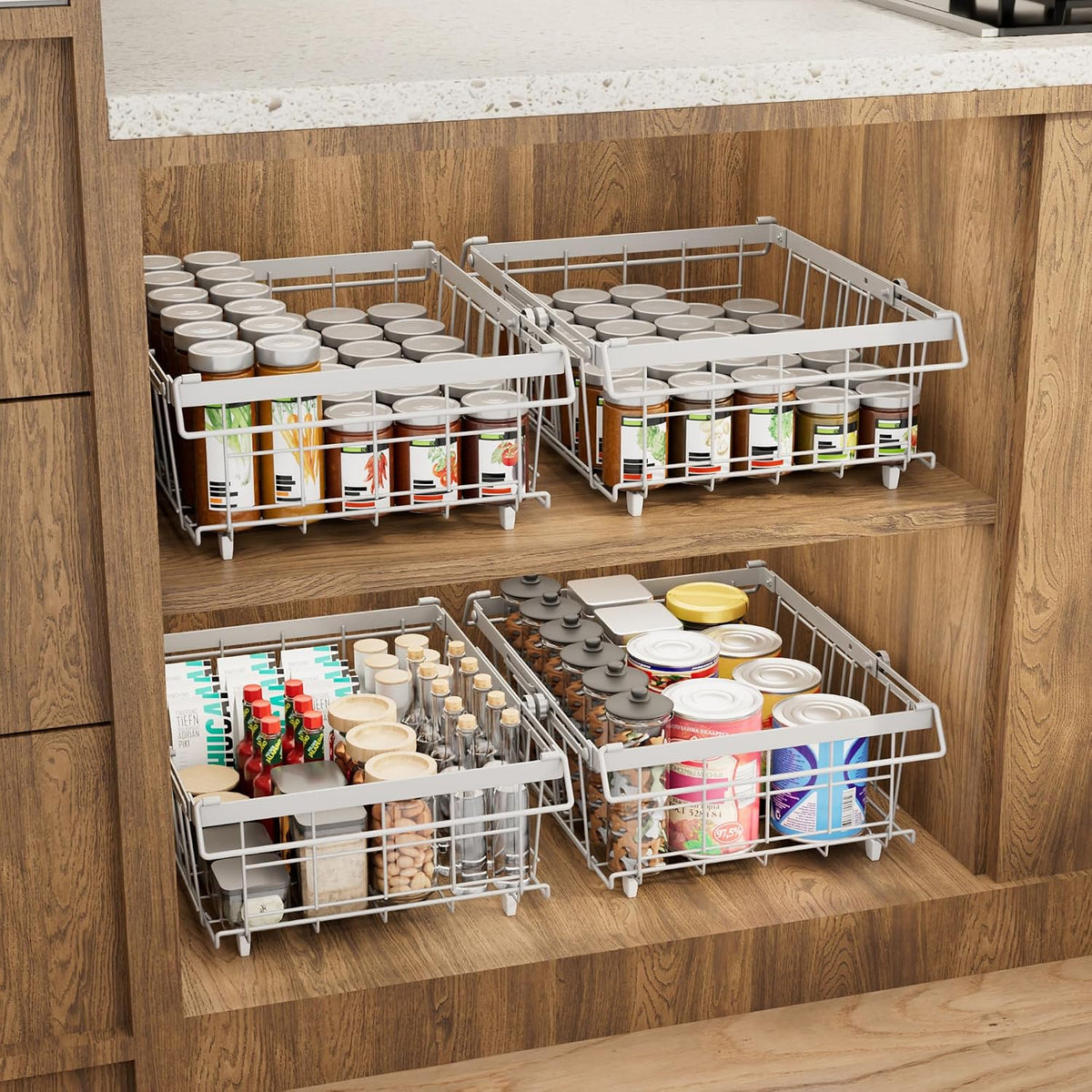 Freezer Organizer Bins, 6-Pack for Chest Freezers | Stackable & Expandable Storage Container with Handles | White Foldable Baskets for 10-20 Cu. Ft. | for Sorting Frozen Meats