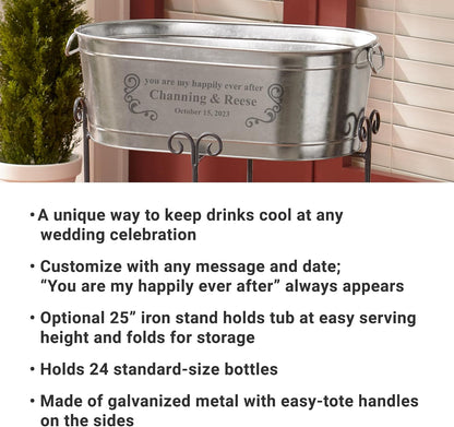 Let's Make Memories Personalized Beverage Tub - Custom Beverage Tub - Customize With Name & initial - Galvanized Drink Tub - 20 ¾"L x 11 ¾"W x 7" H - 5.5 Gallons