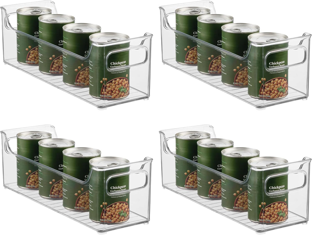 iDesign Stackable Plastic Pantry Bin with Handles, Set of 2, Clear | For Cabinets or Fridge, Made in USA