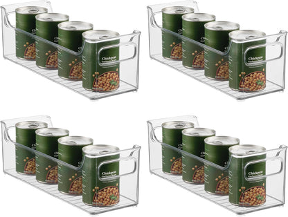 iDesign Stackable Plastic Pantry Bin with Handles, Set of 2, Clear | For Cabinets or Fridge, Made in USA