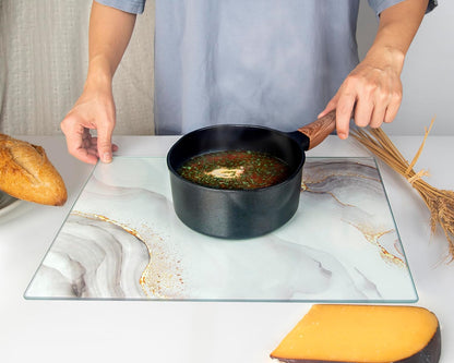 Kitchenville Glass Cutting Board 20”x16”: Tempered Glass Kitchen Counter Protector - Durable- Scratch-Resistant, Heat-Proof - Clear Design