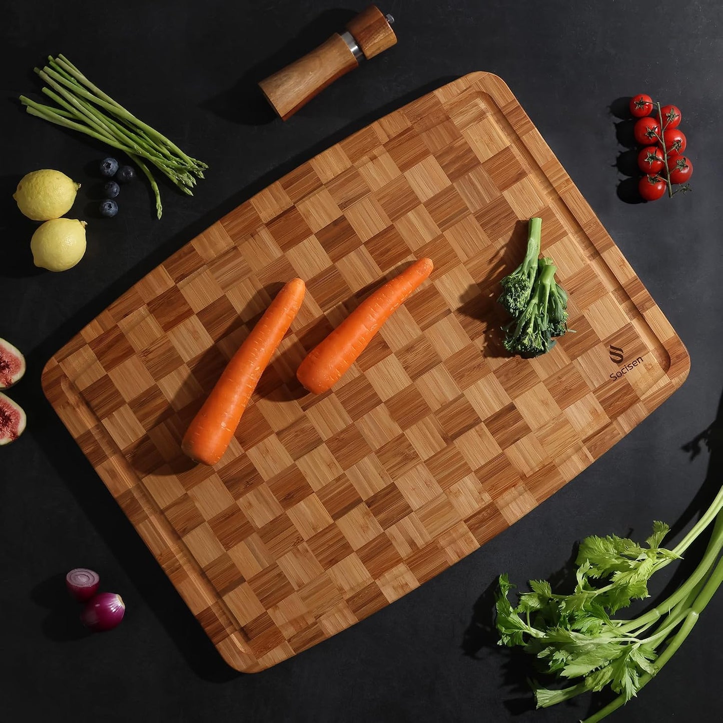 3 Pack Bamboo Cutting Board Set Non Toxic Wooden Cutting Board for Kitchen Non Slip Solid End Grain Thick Wood Juice Groove Chopping Board Edge Grain Teak Smart Marble Flexible Round Stone Metal