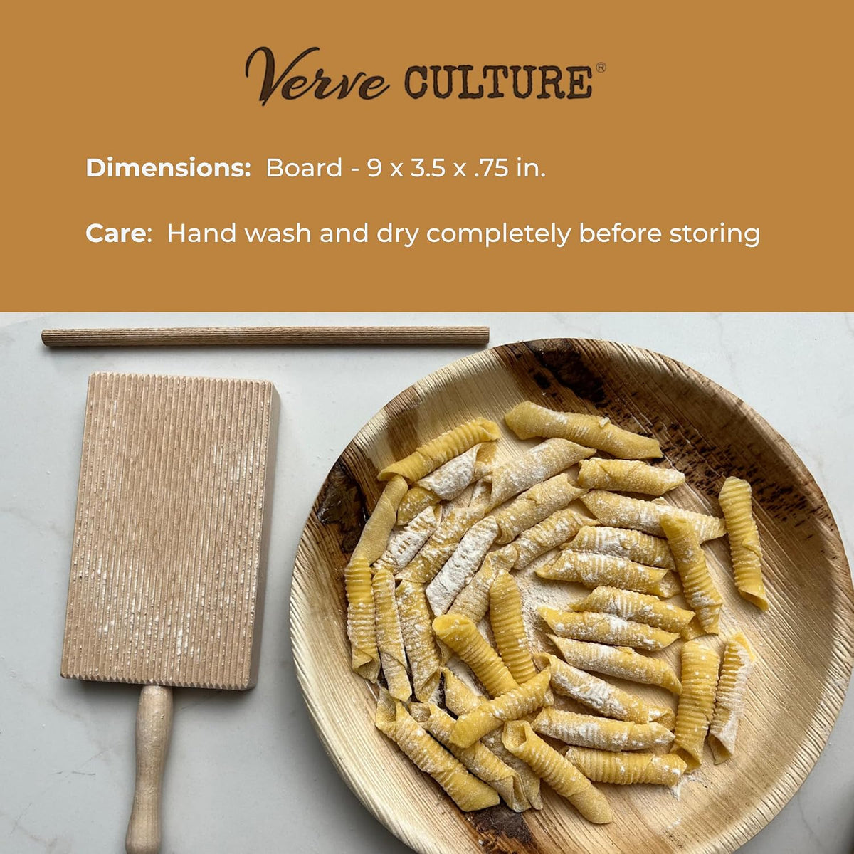 Italian Gnocchi and Garganelli Board with Rolling Pin by Verve CULTURE - Handmade in Italy