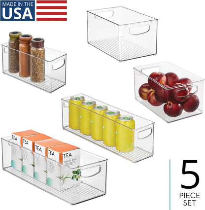iDesign Stackable Pantry Bins with Handles, 4 Small and 4 Medium Bins, 8 Pack, Clear, Made in USA