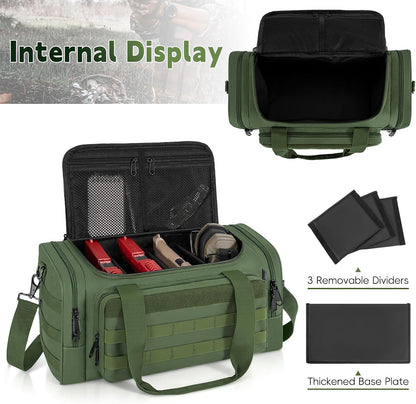 Tactical Pistol Range Bag, Gun Range Bag for Handguns, Shooting Duffle Range Pistol Bag with 6X Magazine Slots, Extra Pockets for Ammo and Essentials
