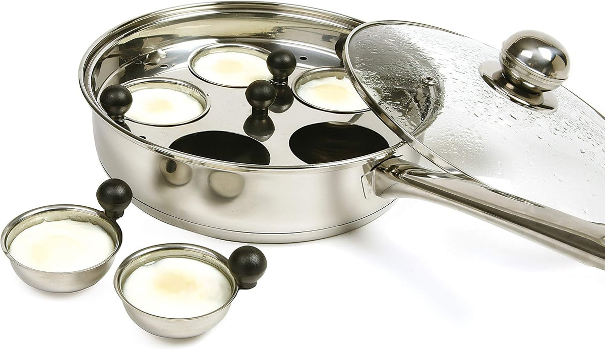 Norpro Stainless Steel Egg Poacher/Skillet Set, 10", Silver, 1 Liters
