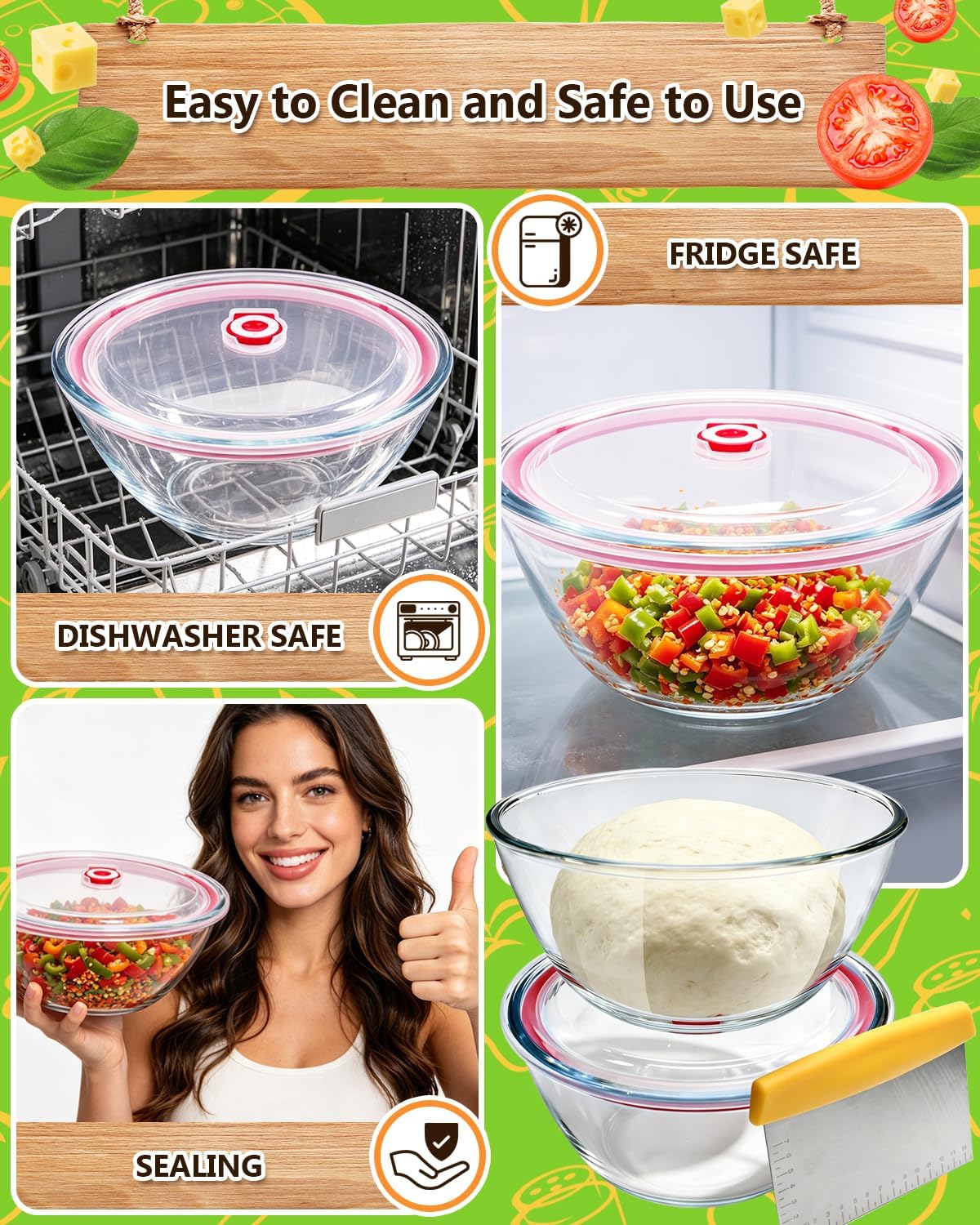 Pizza Dough Proofing Container, 29oz/850ml Stainless Steel Proofing Box with Clear Airtight Lids, Stackable Fermentation Storage for Pizza, Bread, Sourdough, Includes Dough Cutter