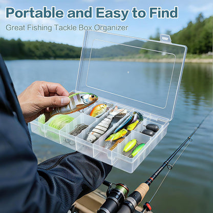 DILIBRA 5 Pack 36 Grids Large Plastic Organizer Box with Adjustable Dividers, Clear Craft Organizers Bead Organizers with Label Stickers, Compartment Container for Beads Crafts Jewelry Fishing Tackles
