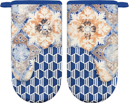 Mini Silicone Oven Mitts, Heat Resistant Kitchen Mittens 2-Pack Set
