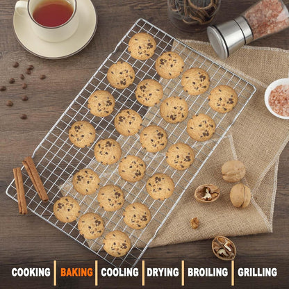Hunnycook 15.8”×9.8” Cooling Rack, 3P Stainless Steel Baking Rack, Oven Safe Cooling Racks for Cooking and Baking, Black Roasting Rack & Wire Rack & Cookie Cooling Rack for Roasting, Grilling, Drying
