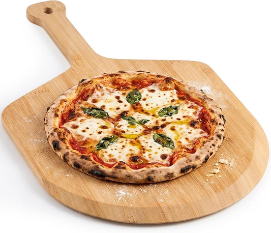 Bamboo Pizza Peel 12 inch, Pizza Spatula Paddle, Wooden Pizza Serving Board