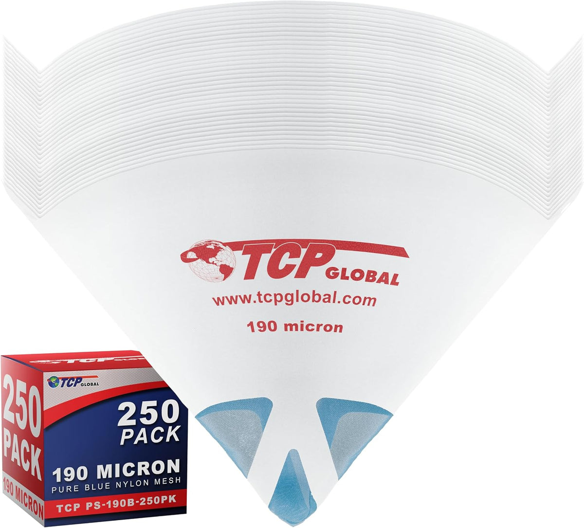 TCP Global - 190 Micron Filter Tips Ultra-Fine Paint Strainer