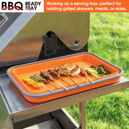 Silicone Collapsible Marinating Container with Lid for Meat, 2.64Gal/10L, Extra Large Collapsible BBQ Prep Tub, Transparent Locking Lid, XL Grill Prep Trays and Carry System, BBQ Must-Have, Black