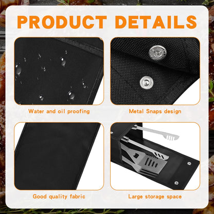 Boczif Grill Utensil Storage Bag, BBQ Tool Organized Bags, Barbecue Hardware Grill Accessories Carry Bag, Picnic Cooking Tools Holder Pouch for Camping, Outdoor BBQ
