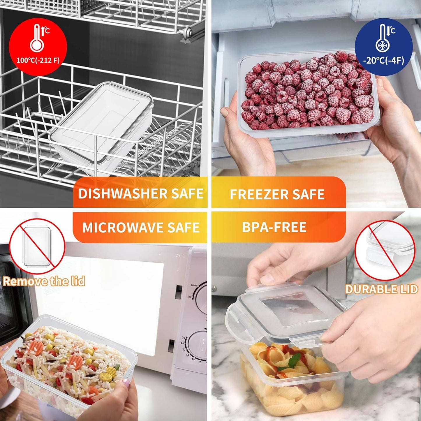 52 PCS Large Food Storage Containers with Lids Airtight, BPA-Free Leakproof Plastic Meal Prep Containers Reusable,Microwave & Dishwasher & Freezer Safe,Includes Labels & Pen