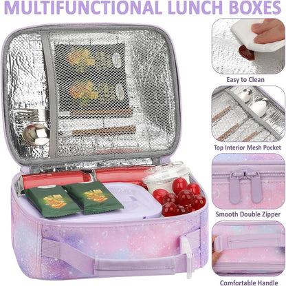 Lunch Box Kids Insulated Lunch Bag for Boys Girls Cute Reusable Lunch Tote Bag Waterproof Portable Thermal Lunch Box Kids for School Picnic Travel Black